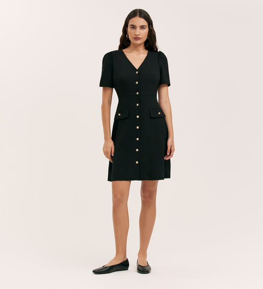 Lucille Black Crepe Short Dress