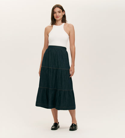 Lulu Indigo Denim Midi Skirt