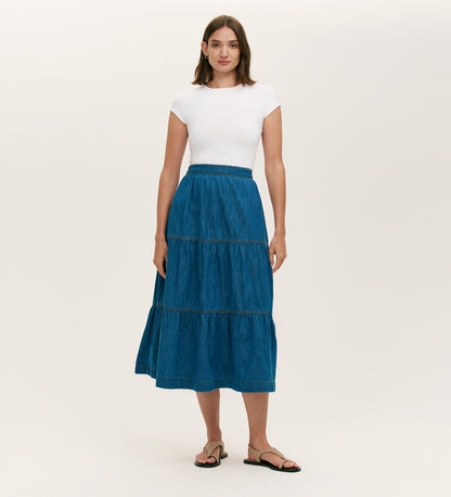 Lulu Light Blue Denim Midi Skirt
