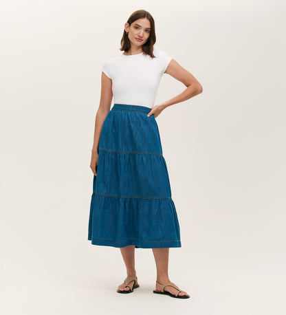 Lulu Light Blue Denim Midi Skirt