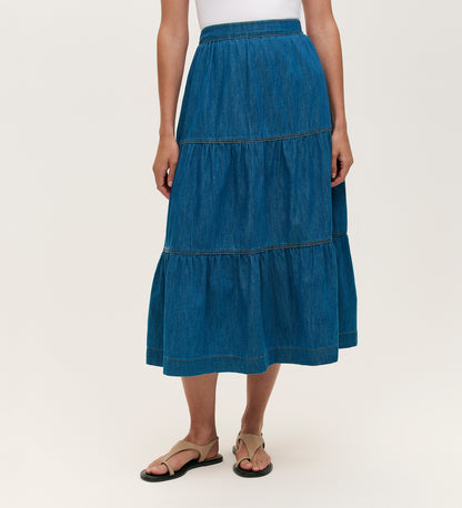 Lulu Light Blue Denim Midi Skirt