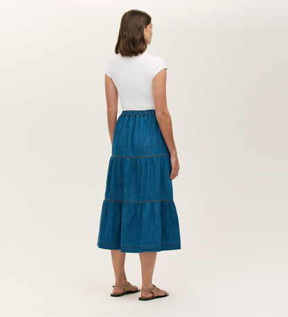 Lulu Light Blue Denim Midi Skirt