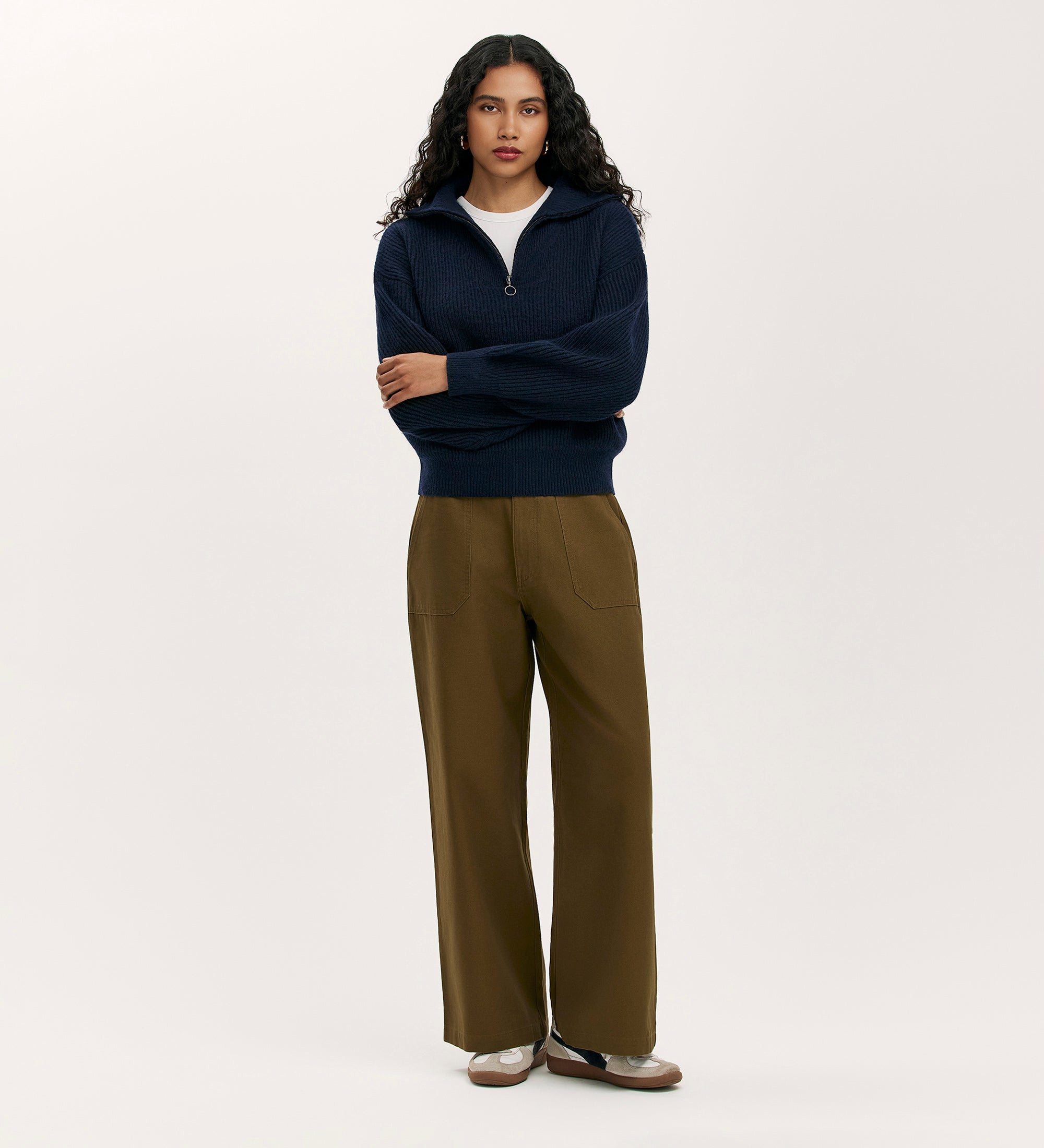 Quarter Zip Jumper | Navy three quarter zip | Finery London