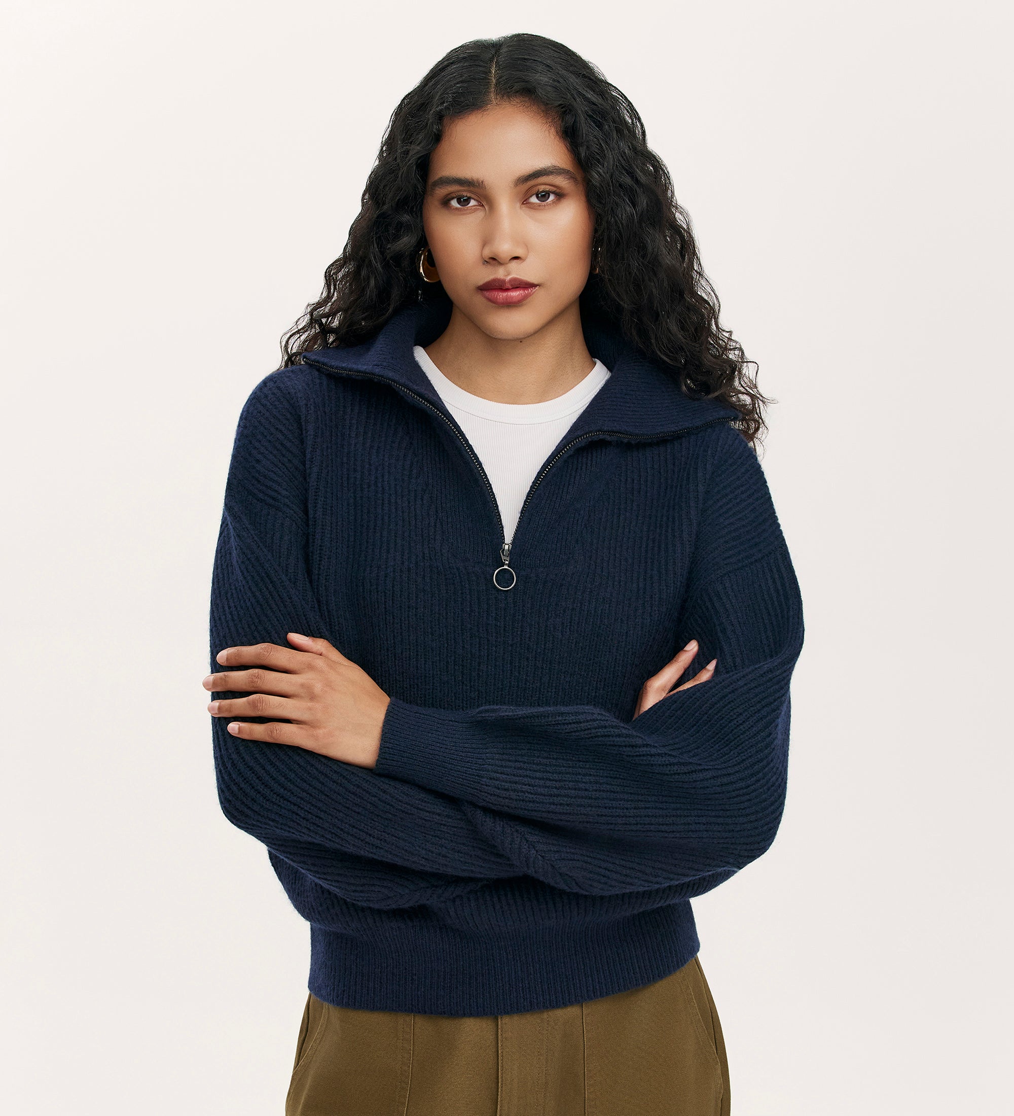 Quarter Zip Jumper | Navy three quarter zip | Finery London