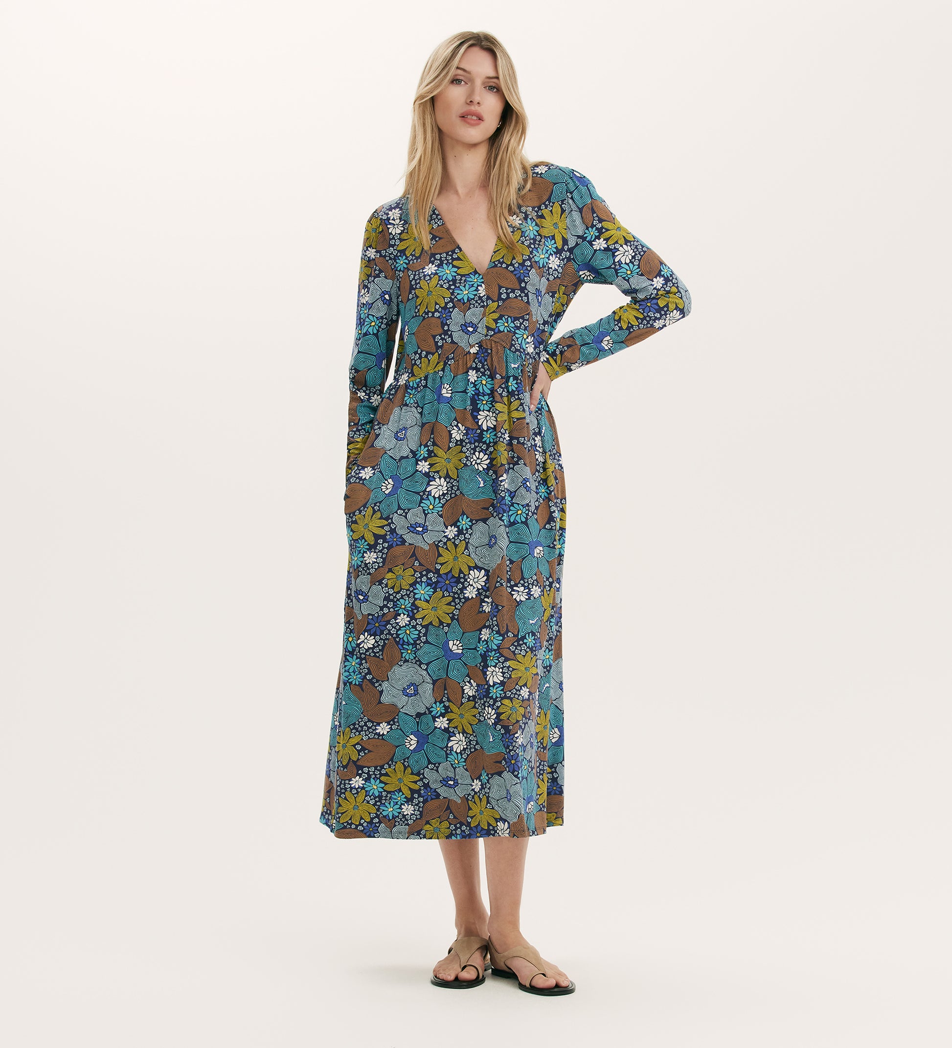 Madelyn Blue Floral Midi Dress Finery London Madelyn Blue Floral Midi Dress Finery London
