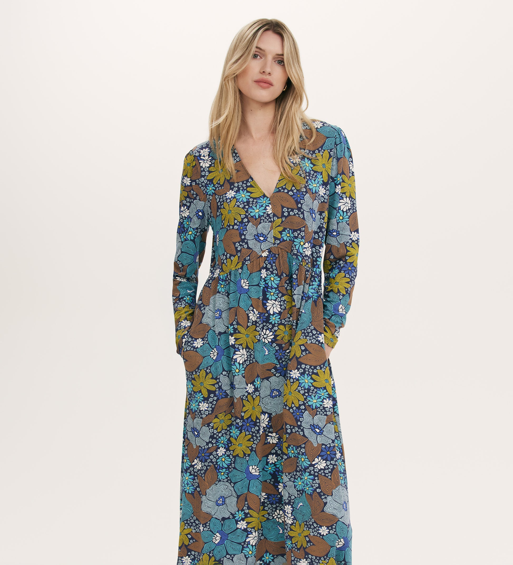 Madelyn Blue Floral Midi Dress Finery London Madelyn Blue Floral Midi Dress Finery London