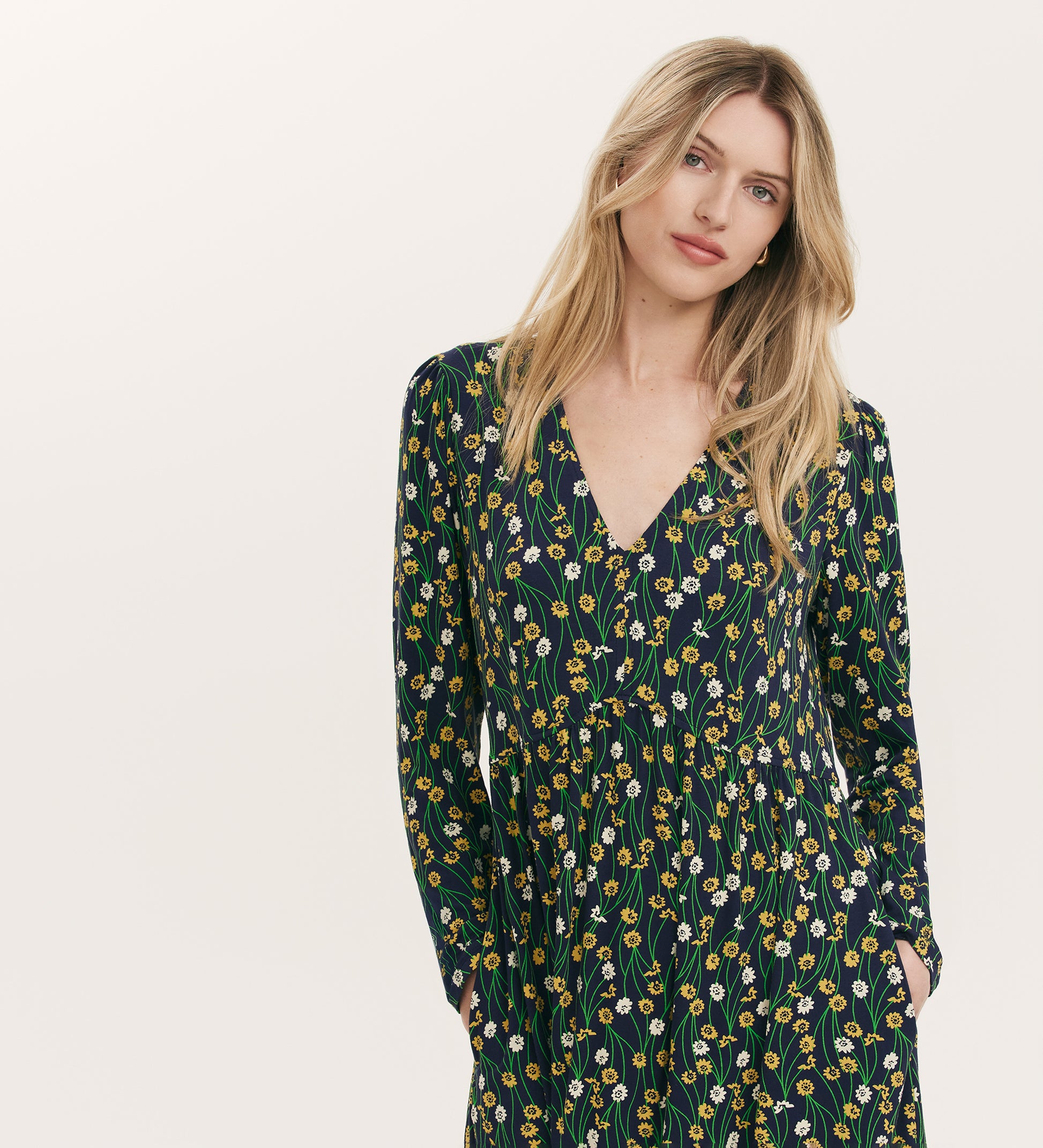 Madelyn Yellow Flower Midi Dress Finery London Madelyn Yellow Flower Midi Dress Finery London