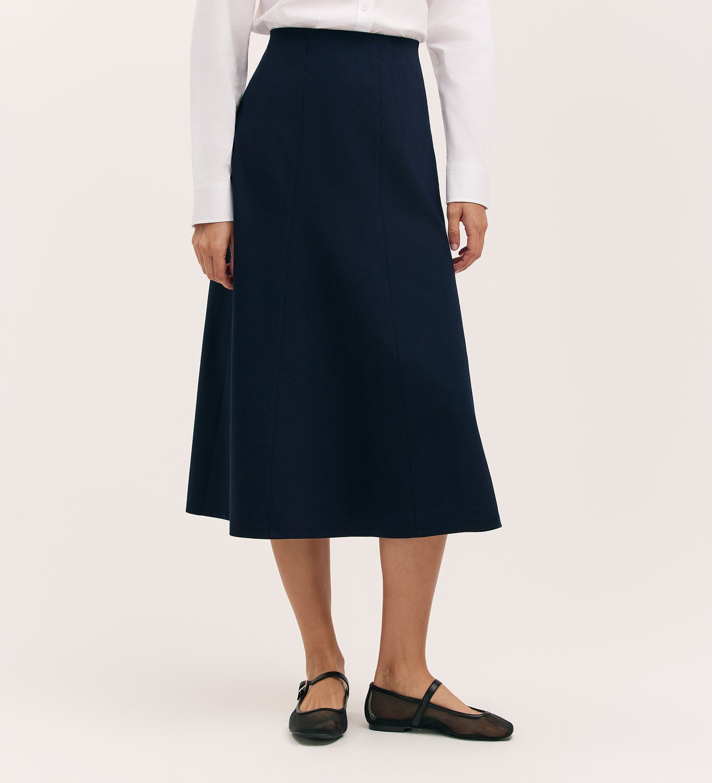 Mae Navy Ponte Jersey Midi Skirt