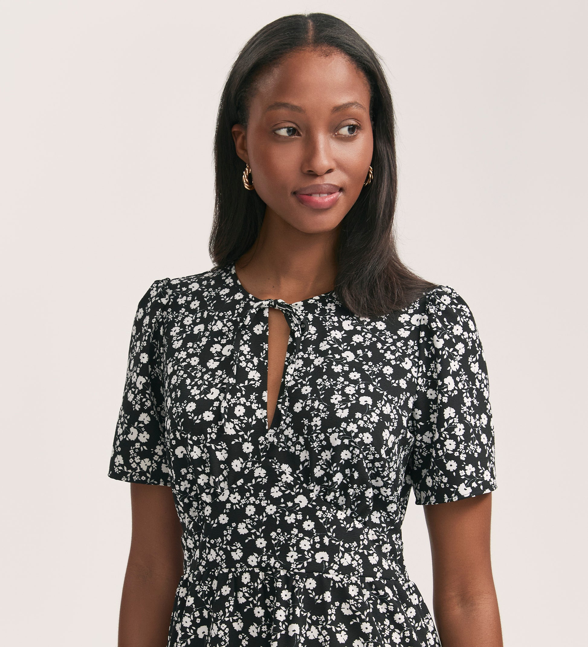 Mairead Black Ditsy Floral Crepe Midi Tea Dress Finery London Mairead Black Ditsy Floral Crepe Midi Tea Dress Finery London