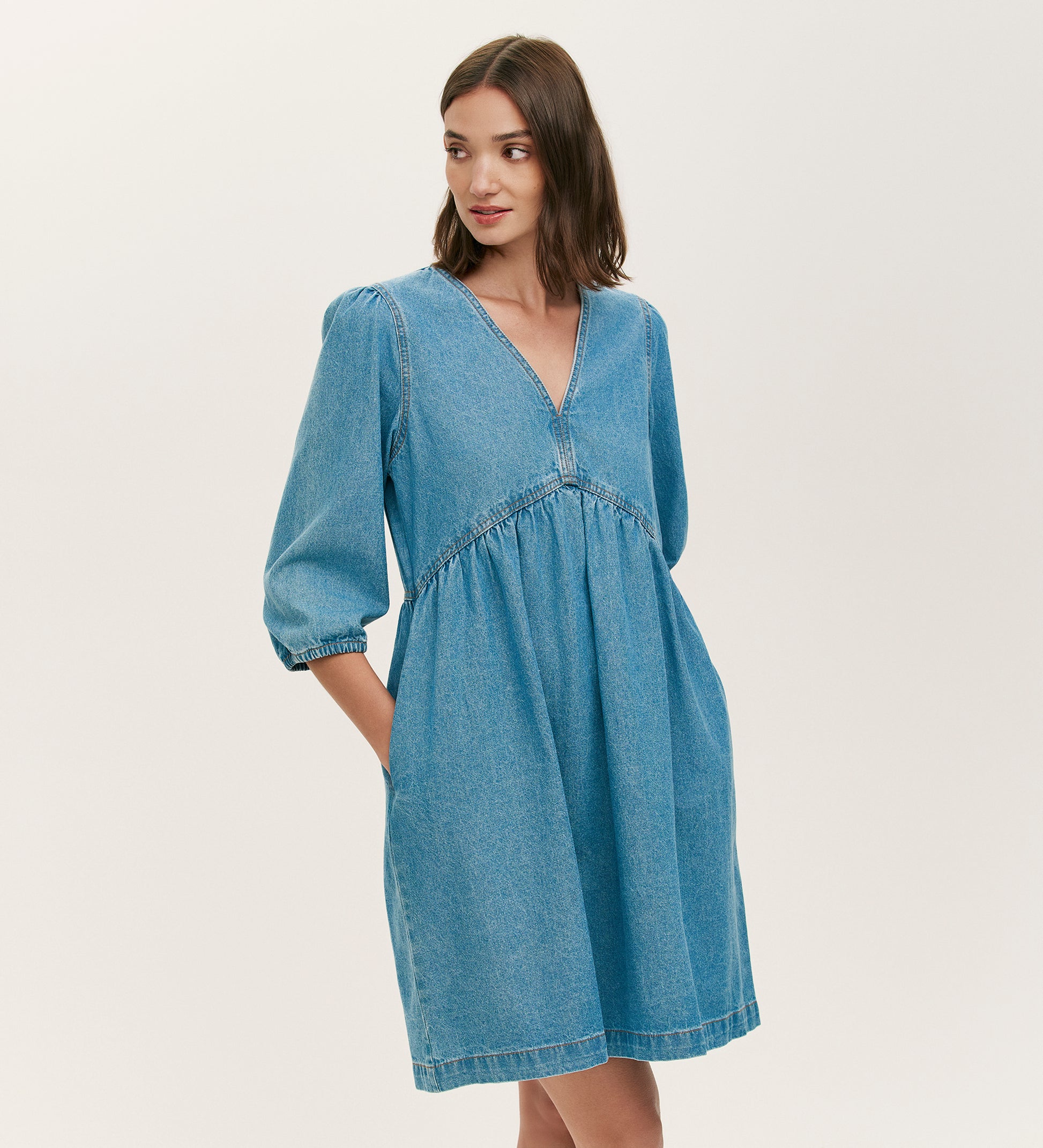 Marilyn Light Blue Denim Short Dress Finery London Marilyn Light Blue Denim Short Dress Finery London