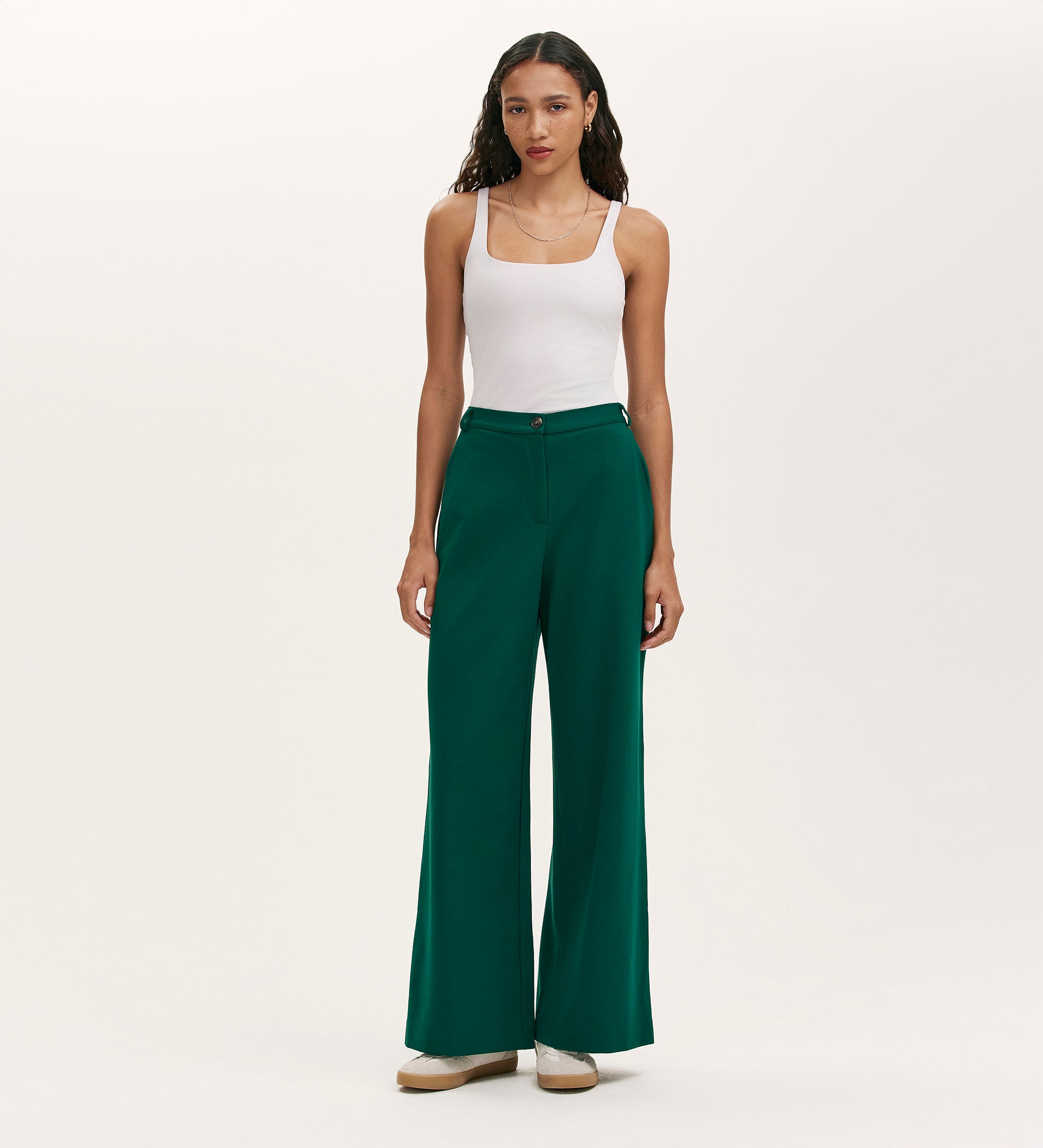 Marissa Bottle Green Wide Leg Trousers – Finery London