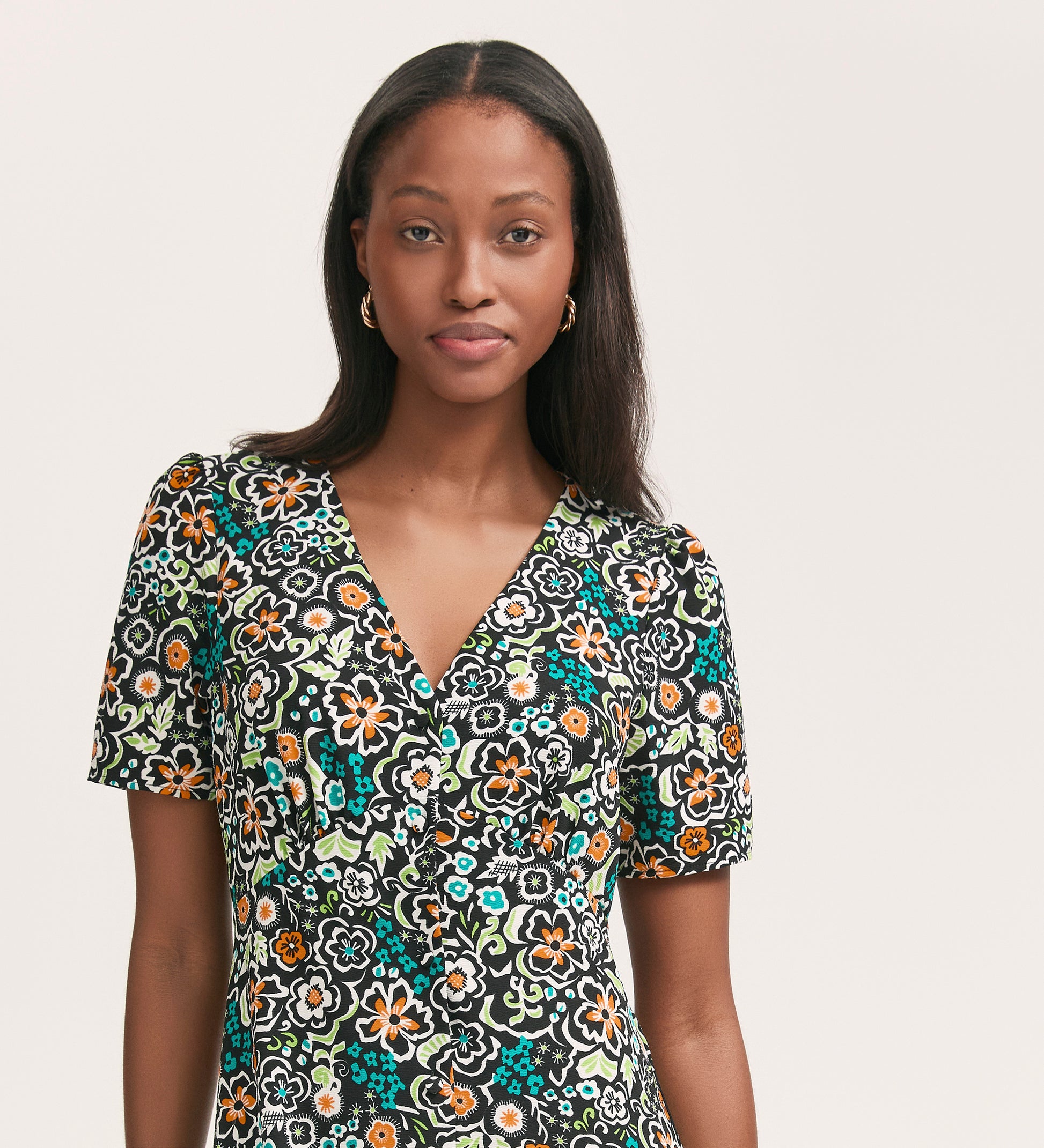 Martina Black Flower Crepe Midi Dress Finery London Martina Black Flower Crepe Midi Dress Finery London