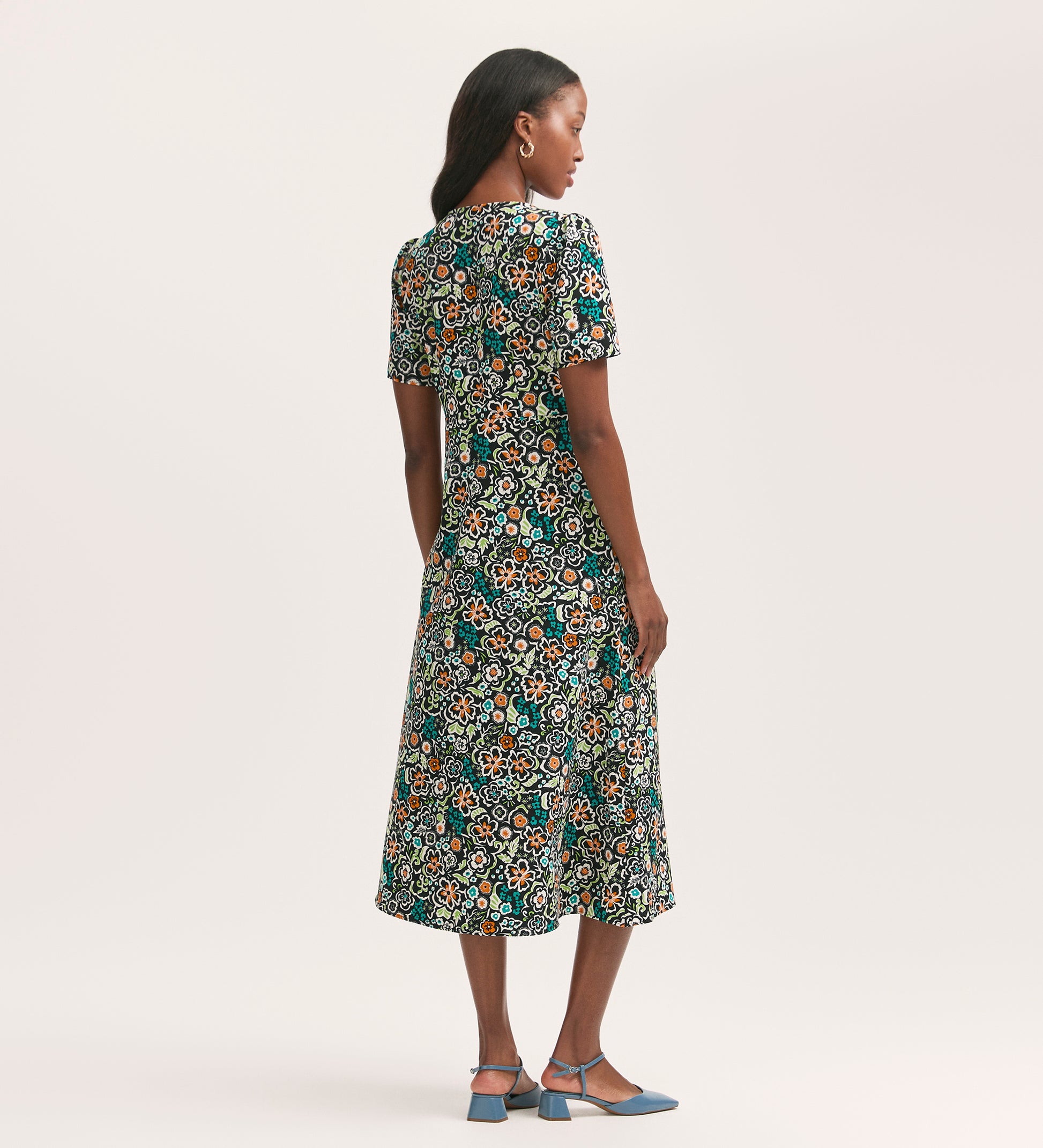 Martina Black Flower Crepe Midi Dress Finery London Martina Black Flower Crepe Midi Dress Finery London