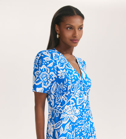 Martina Blue Flower Midi Dress Finery London Martina Blue Flower Midi Dress Finery London