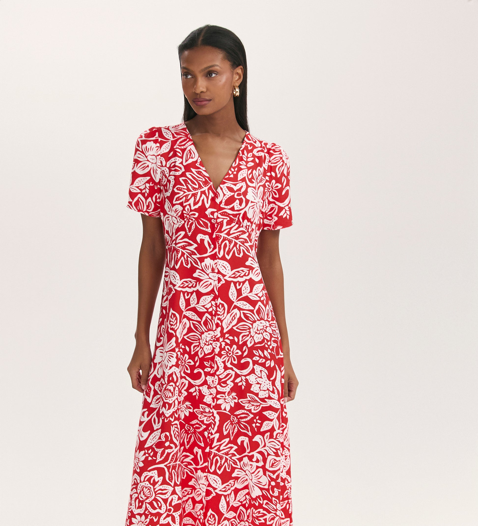 Martina Red Flower Midi Dress Finery London Martina Red Flower Midi Dress Finery London