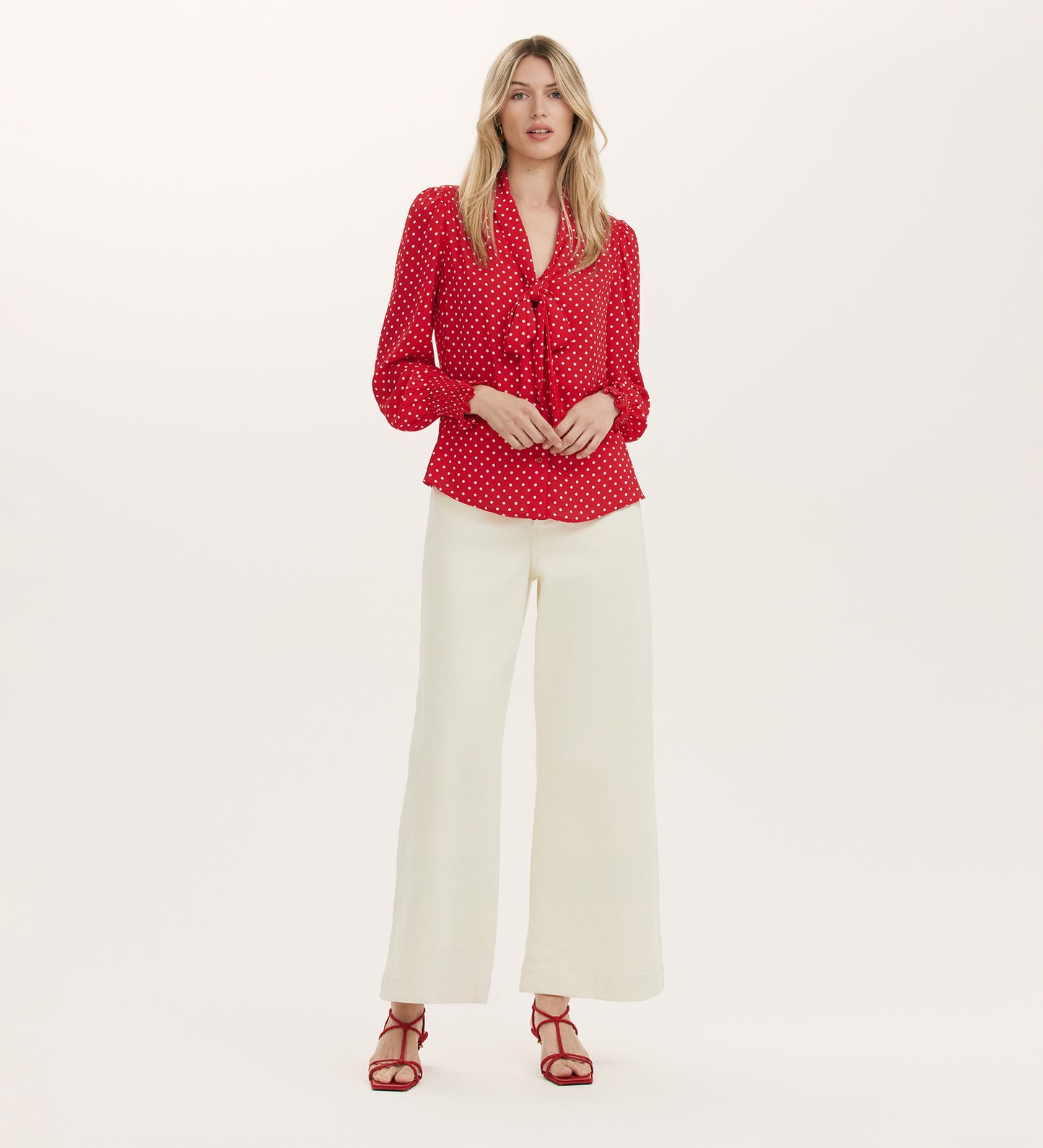 Mavis Red Spot Chiffon Blouse