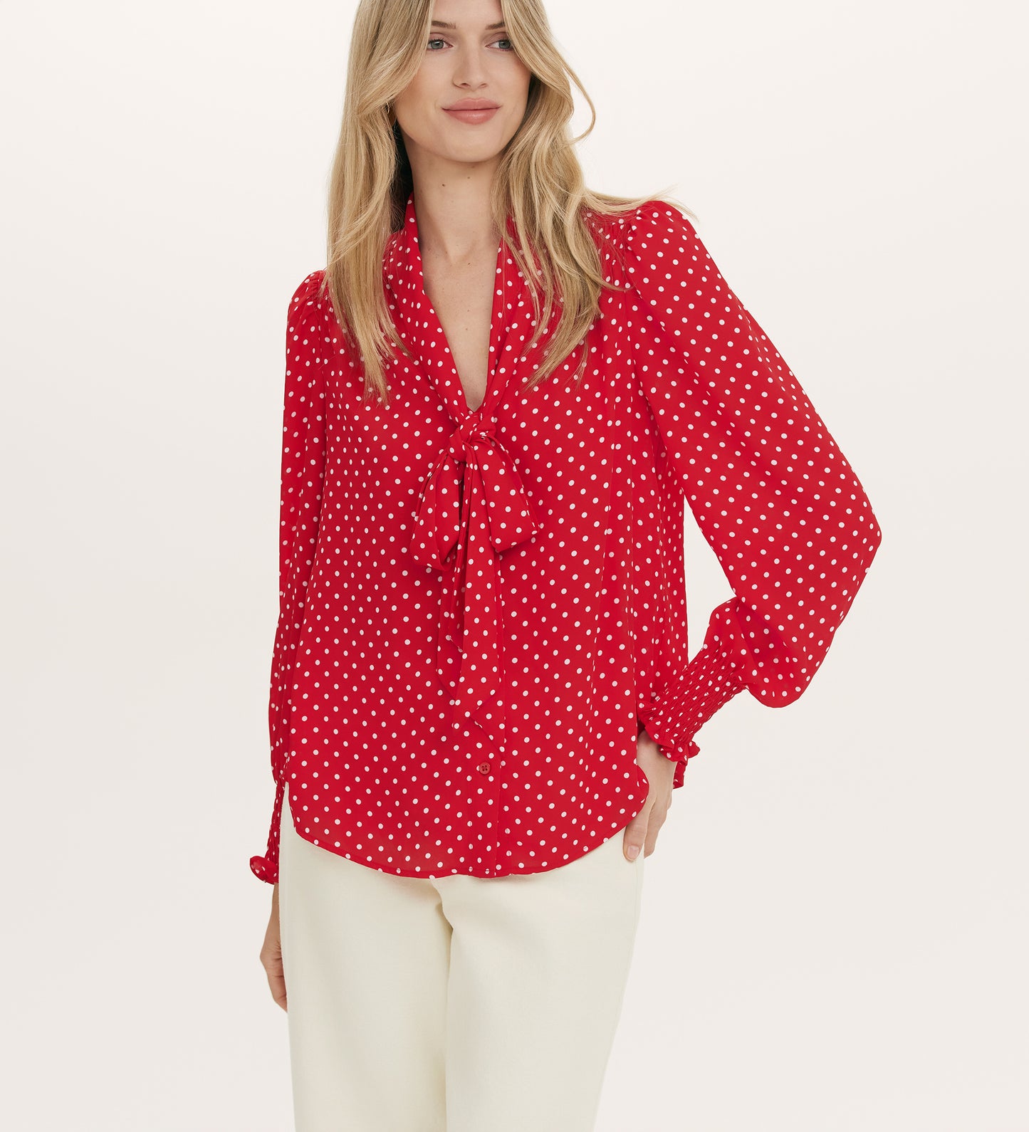Mavis Red Spot Chiffon Blouse