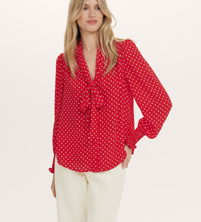 Mavis Red Spot Chiffon Blouse