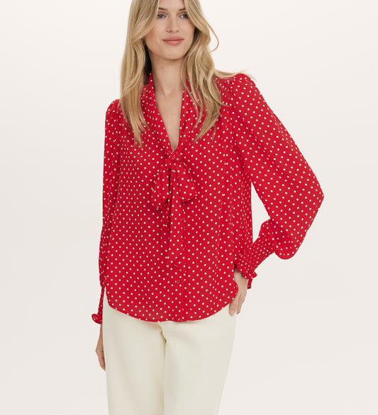 Mavis Red Spot Chiffon Blouse