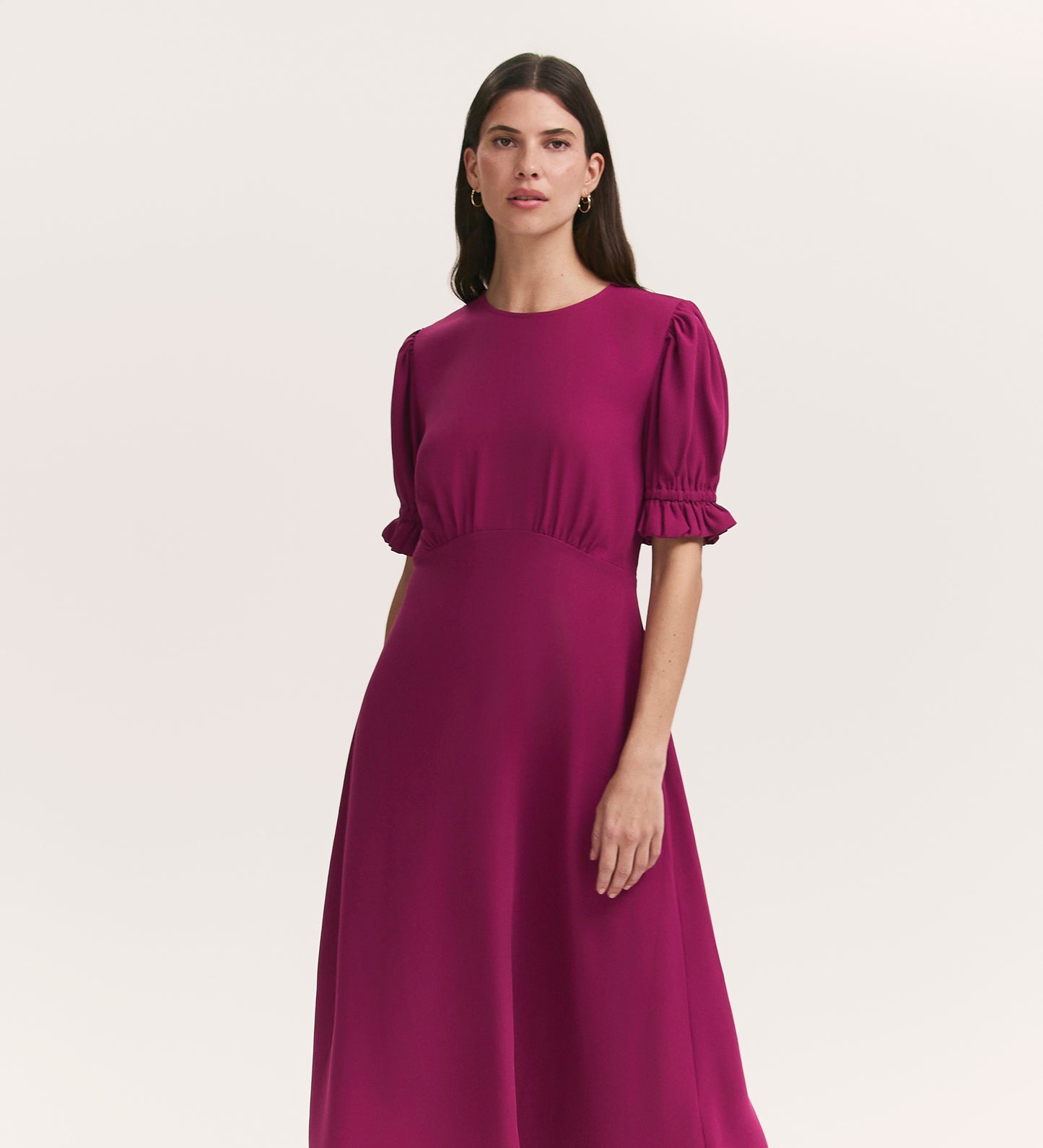 Mela Berry Chiffon Midi Tea Dress