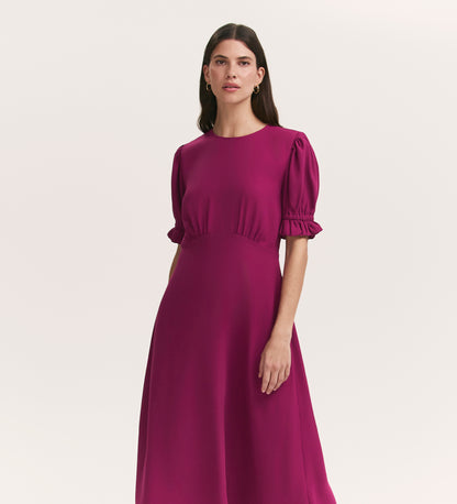 Mela Berry Chiffon Midi Tea Dress