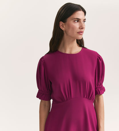 Mela Berry Chiffon Midi Tea Dress