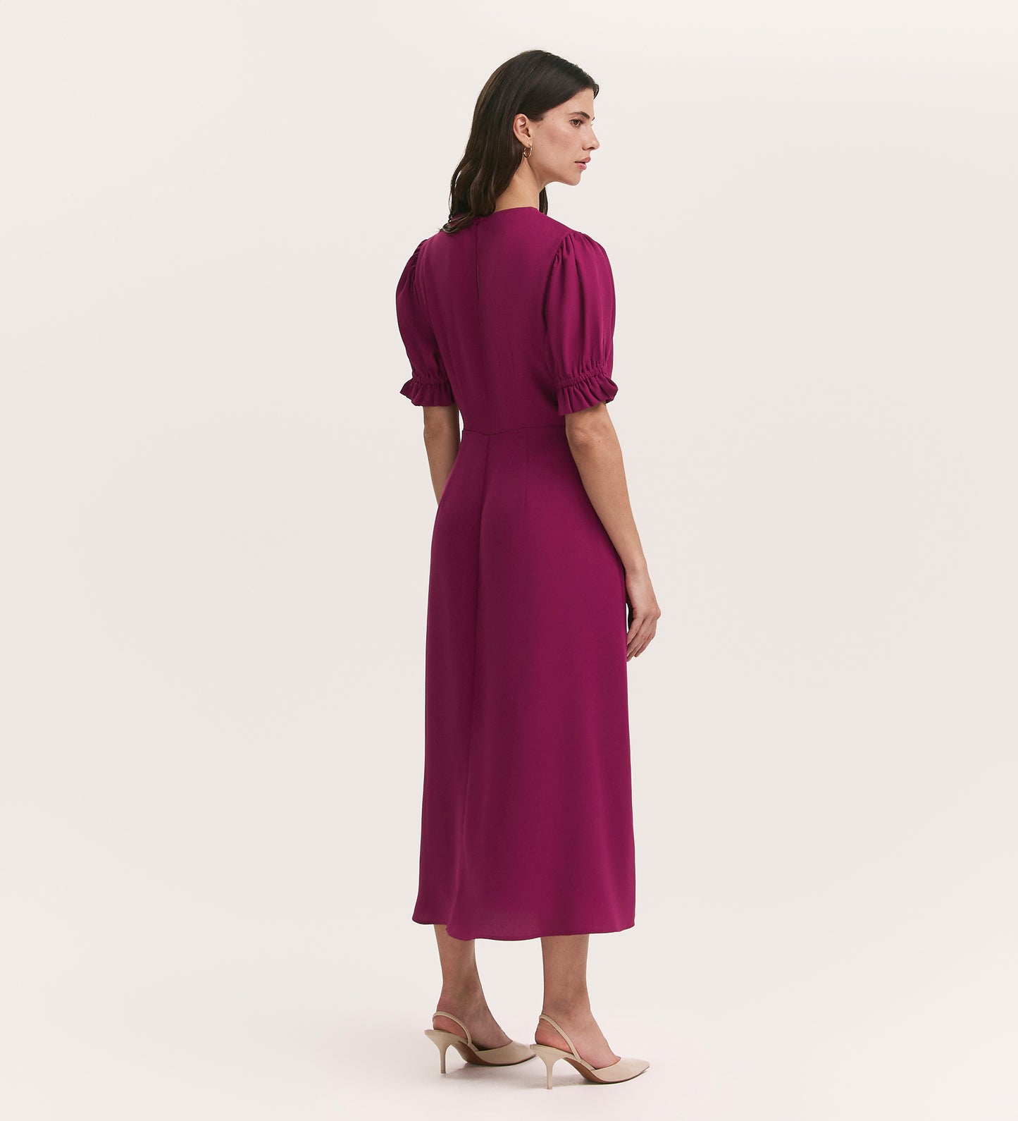 Mela Berry Chiffon Midi Tea Dress
