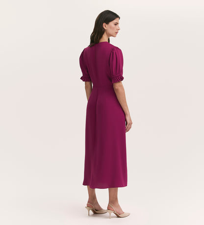 Mela Berry Chiffon Midi Tea Dress