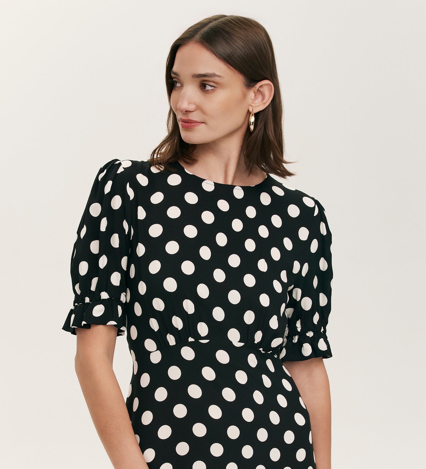 Mela Black Polka Dot Midi Tea Dress