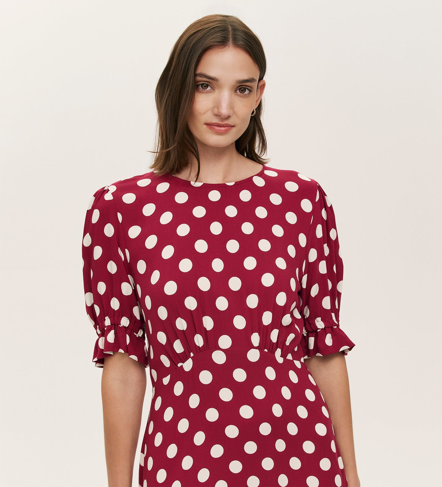 Mela Burgundy Polka Dot Midi Dress