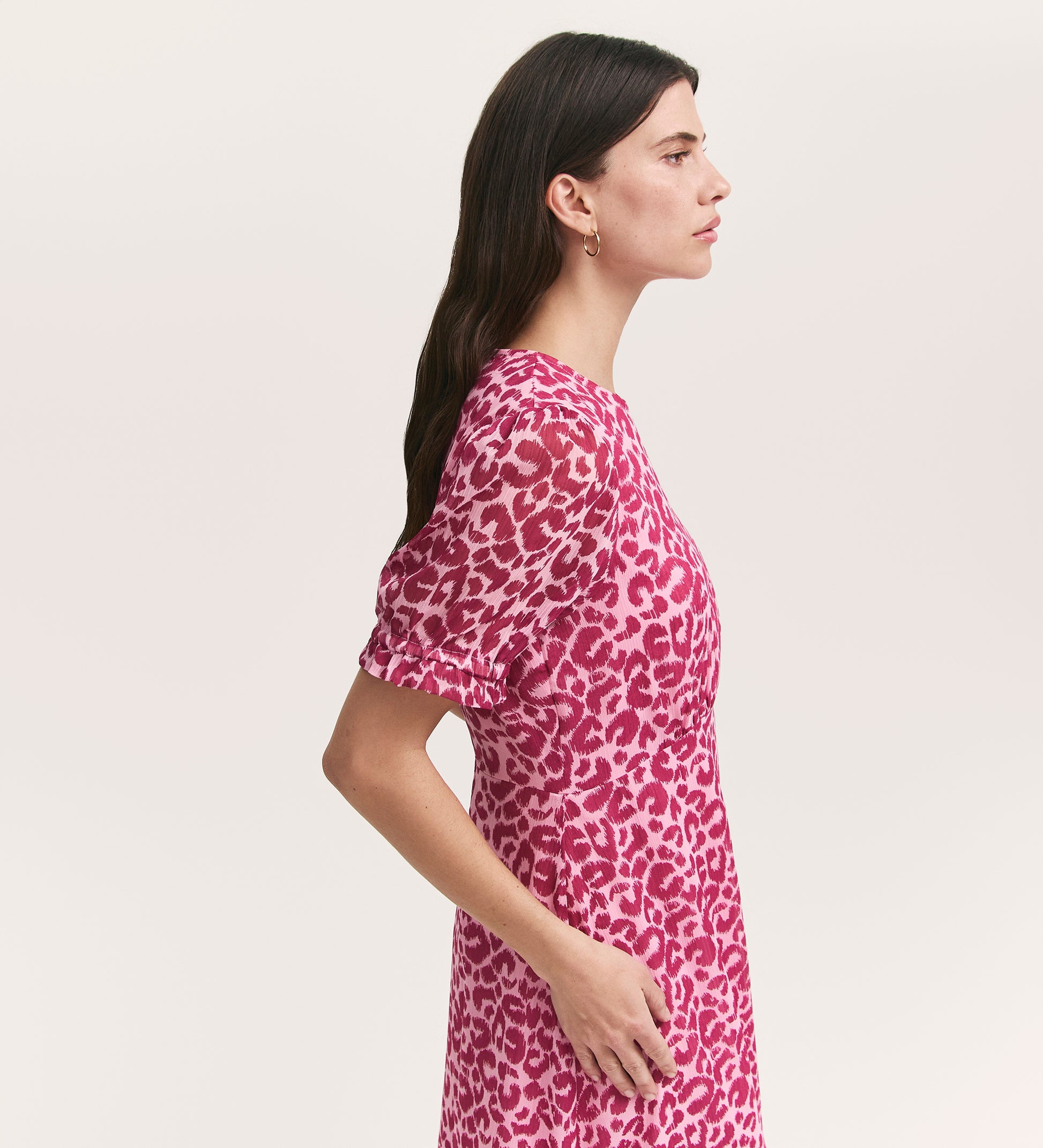 Mela Pink Leopard Print Chiffon Midi Tea Dress Finery London Mela Pink Leopard Print Chiffon Midi Tea Dress Finery London