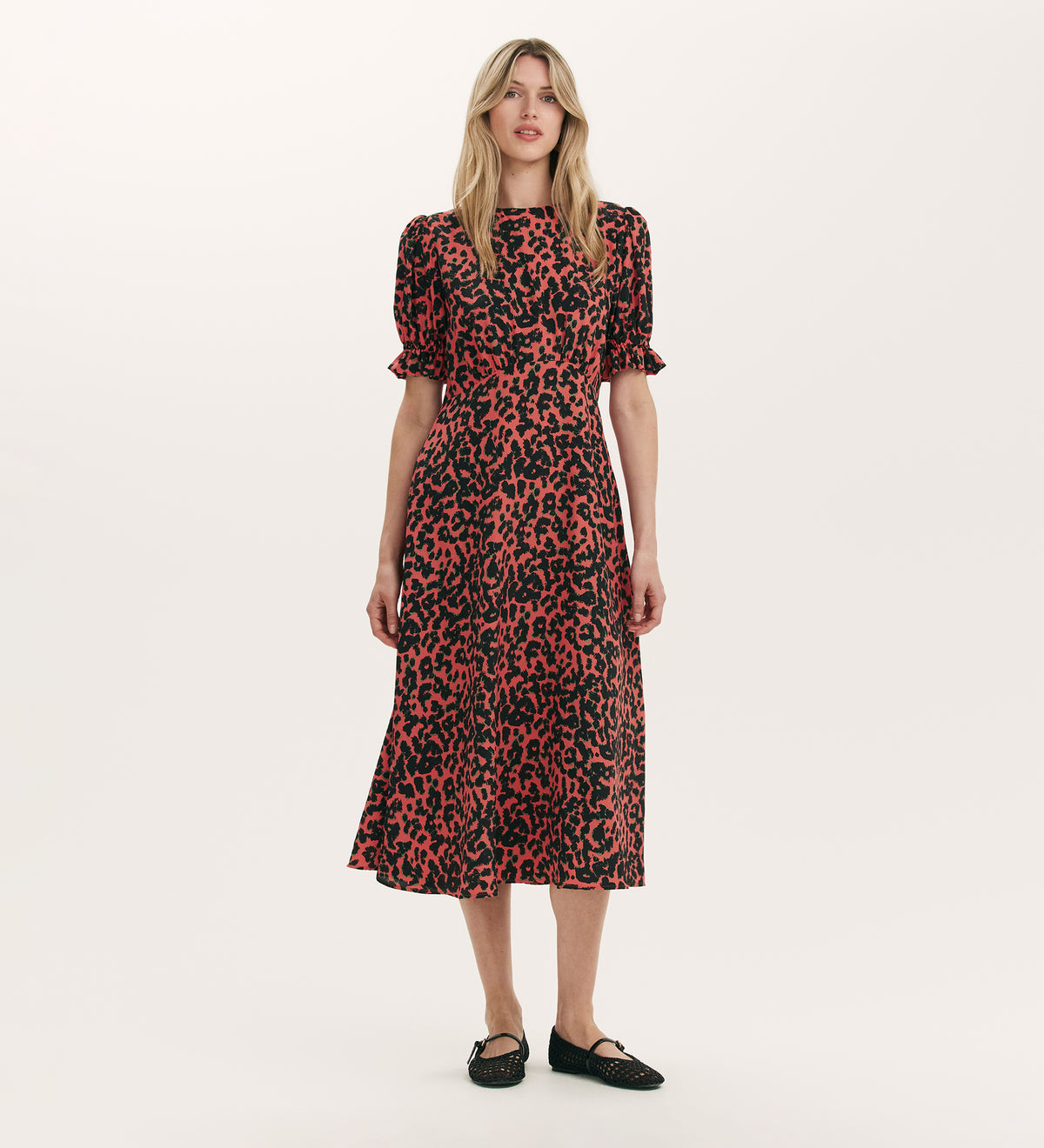 Mela Animal Crepe Midi Tea Dress