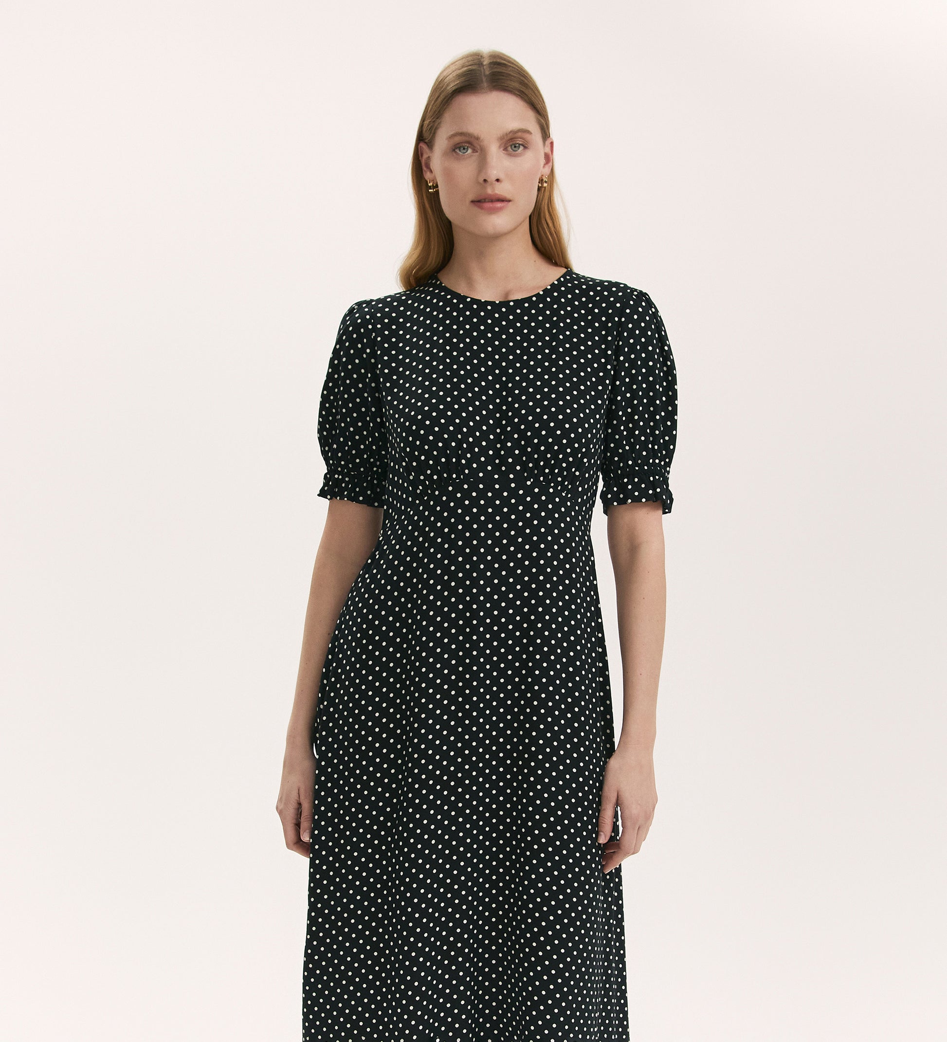 Mela Black Polka Dot Midi Tea Dress – Finery London Mela Black Polka Dot Midi Tea Dress – Finery London