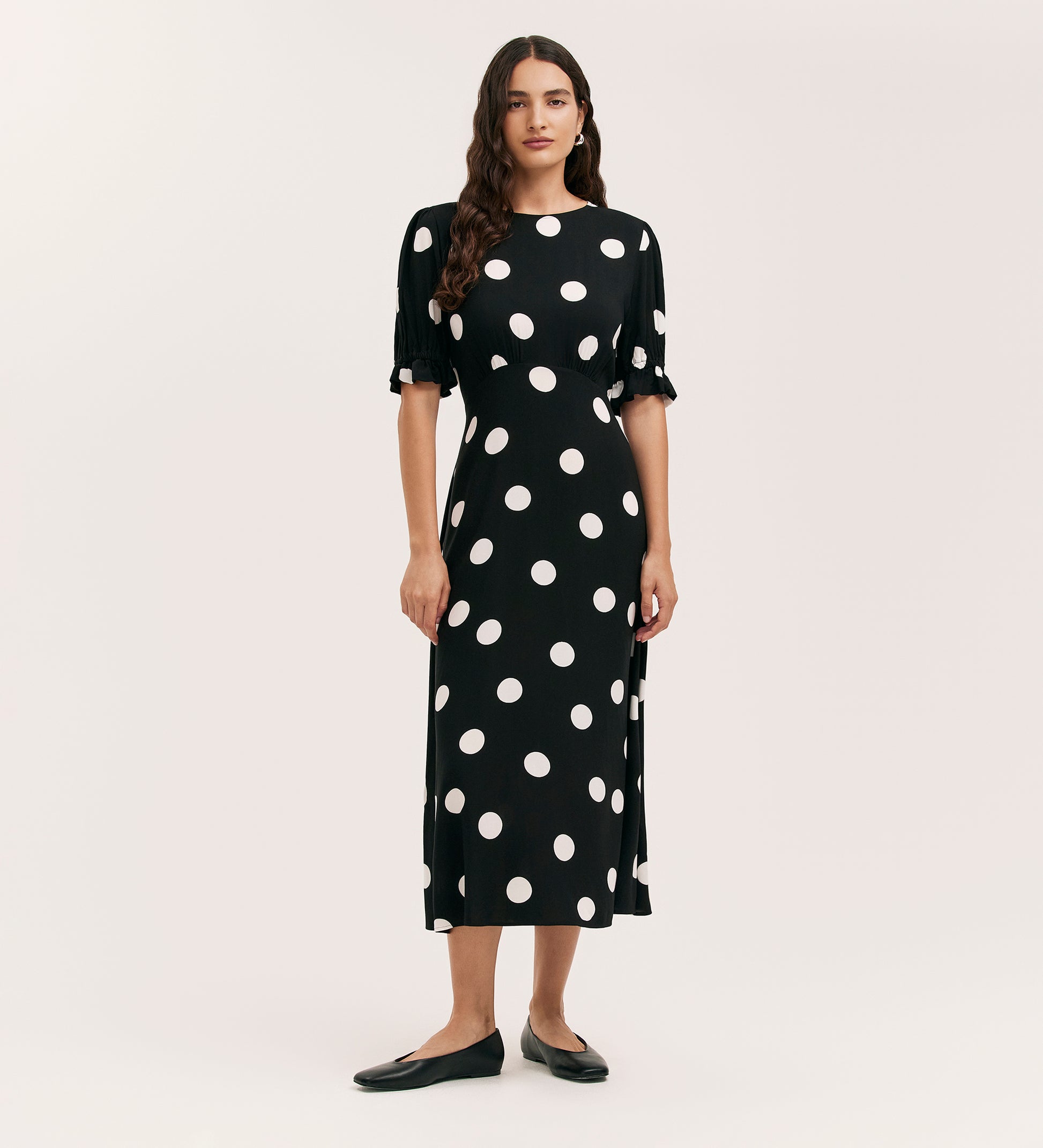 black midi tea dress Kimberley Black Crepe Midi Dress Finery London