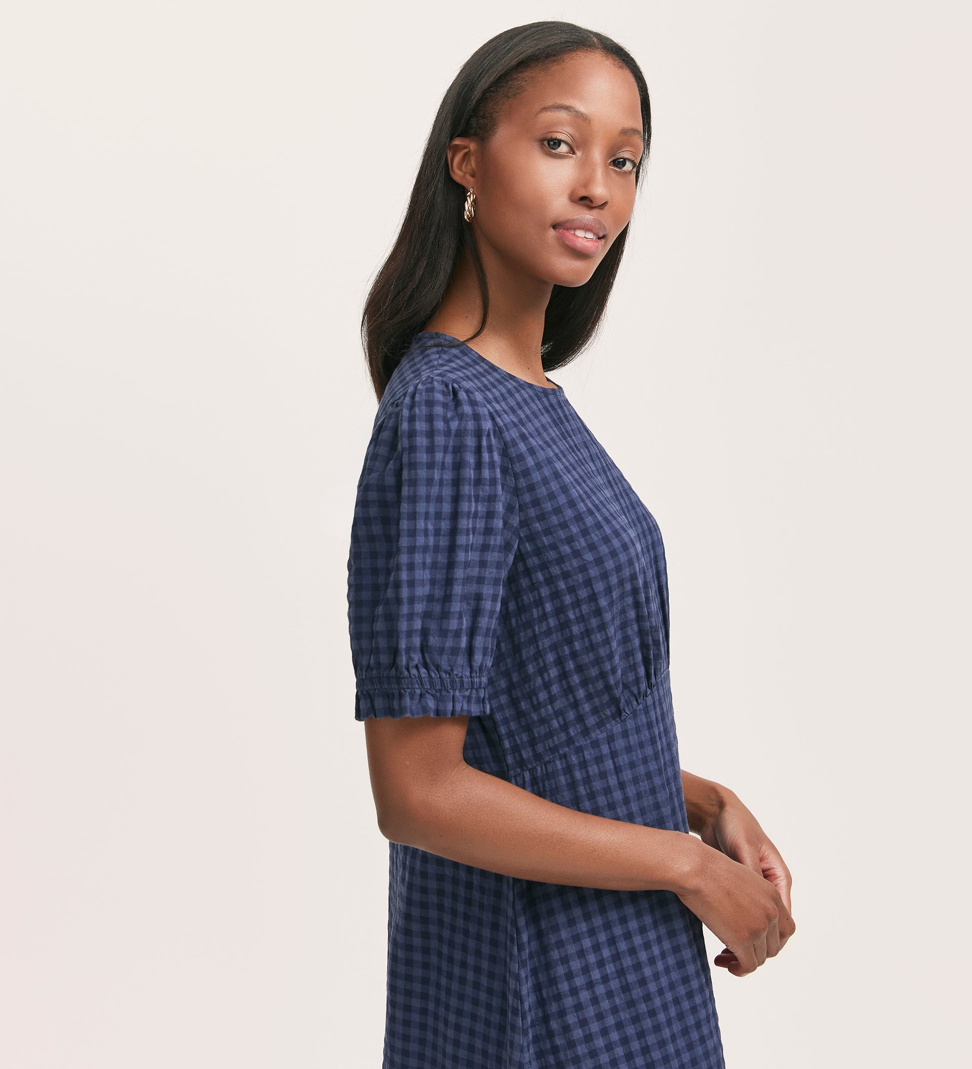 Mela Navy Gingham Seersucker Midi Dress Finery London Mela Navy Gingham Seersucker Midi Dress Finery London
