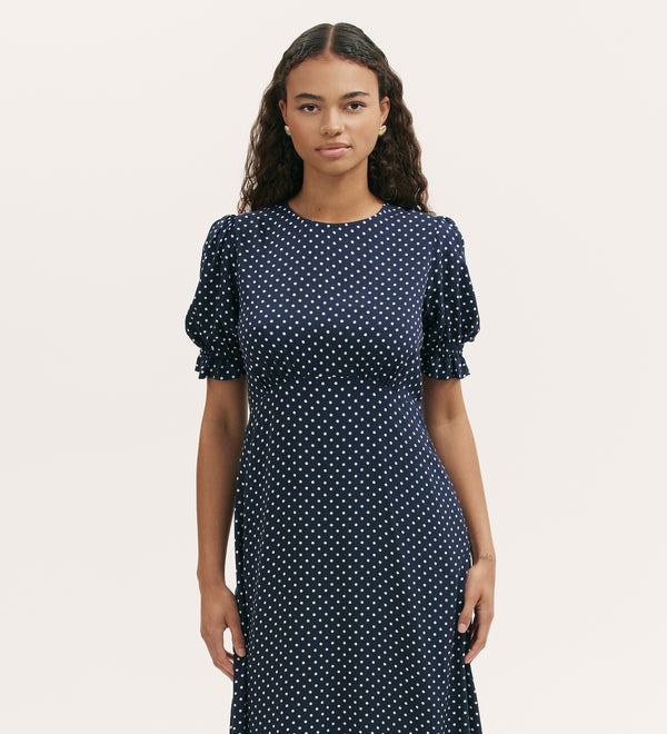 Navy Polka Dot Tea Dress
