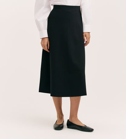 Mikia Black Ponte Jersey Midi Skirt