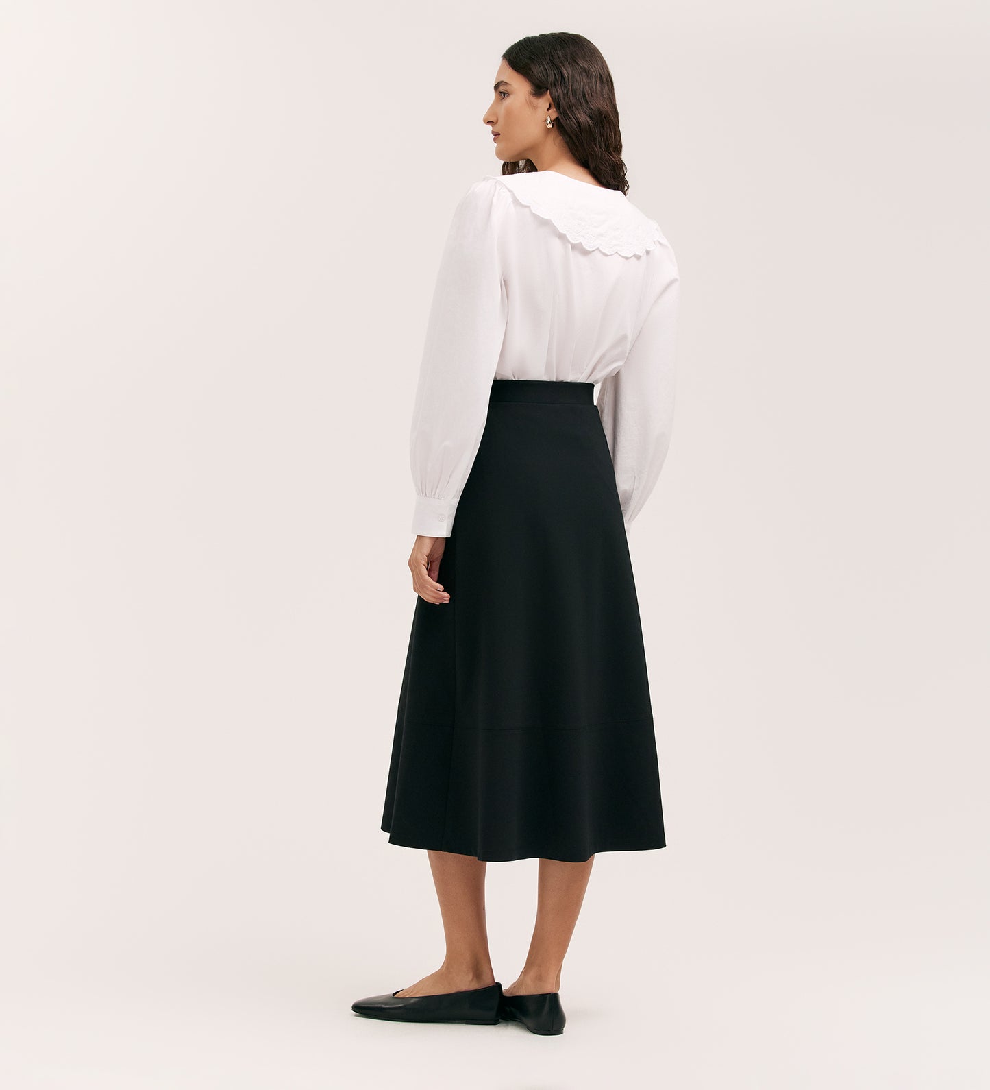 Mikia Black Ponte Jersey Midi Skirt