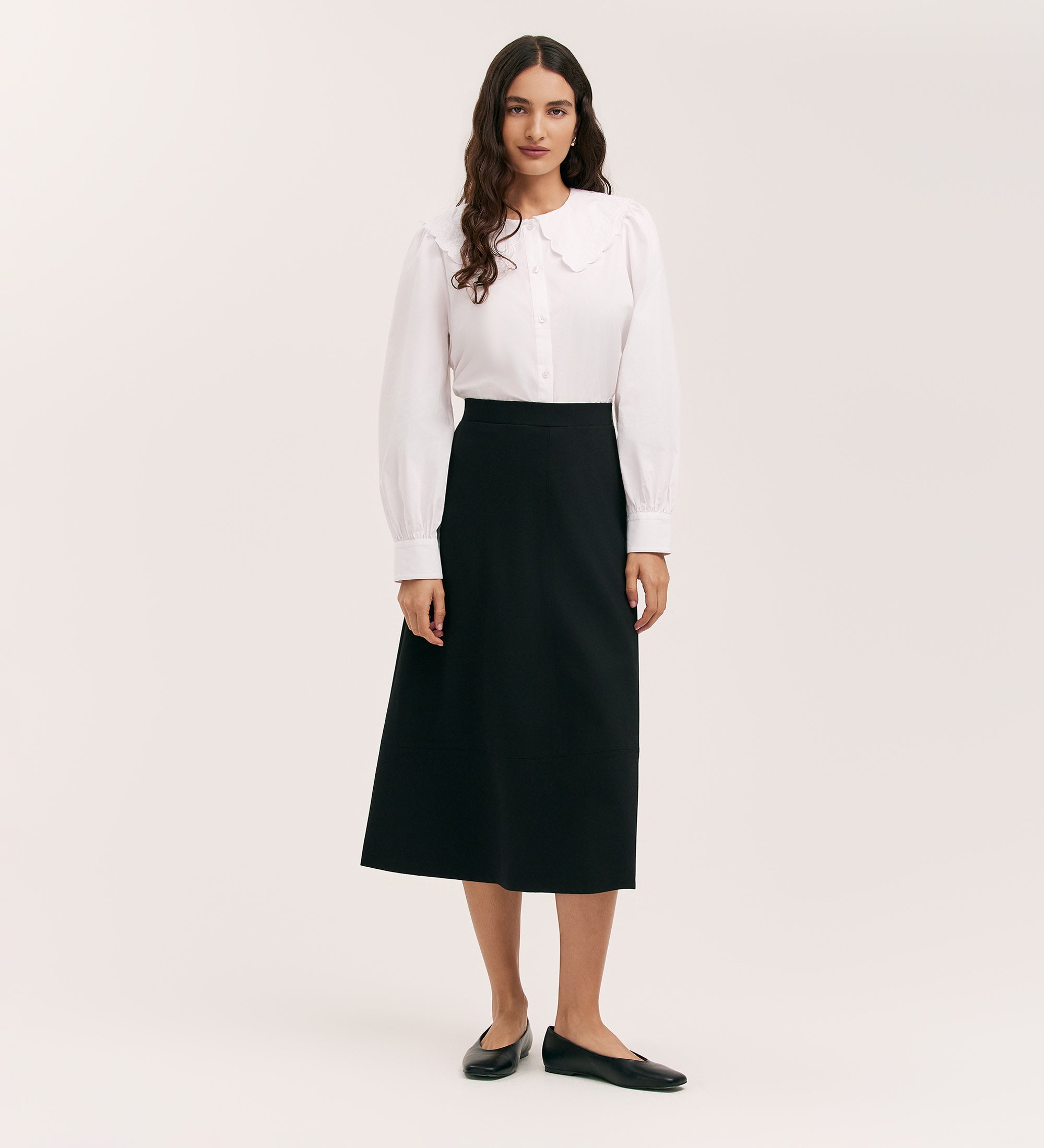 Mikia Black Ponte Jersey Midi Skirt – Finery London