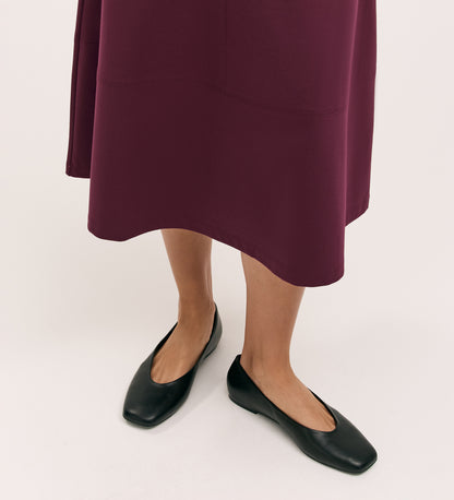Mikia Burgundy Ponte Jersey Midi Skirt