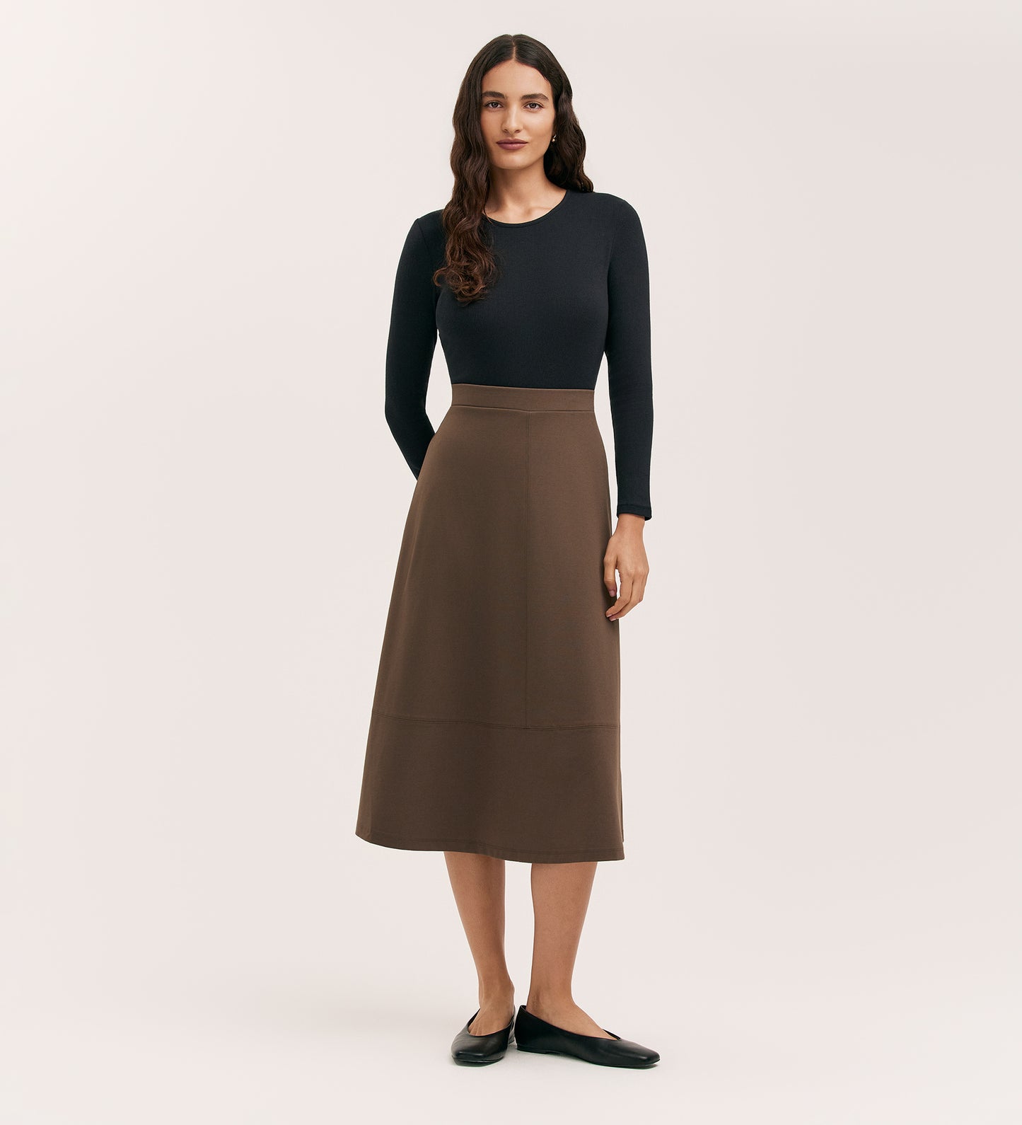 Mikia Mole Ponte Jersey Midi Skirt