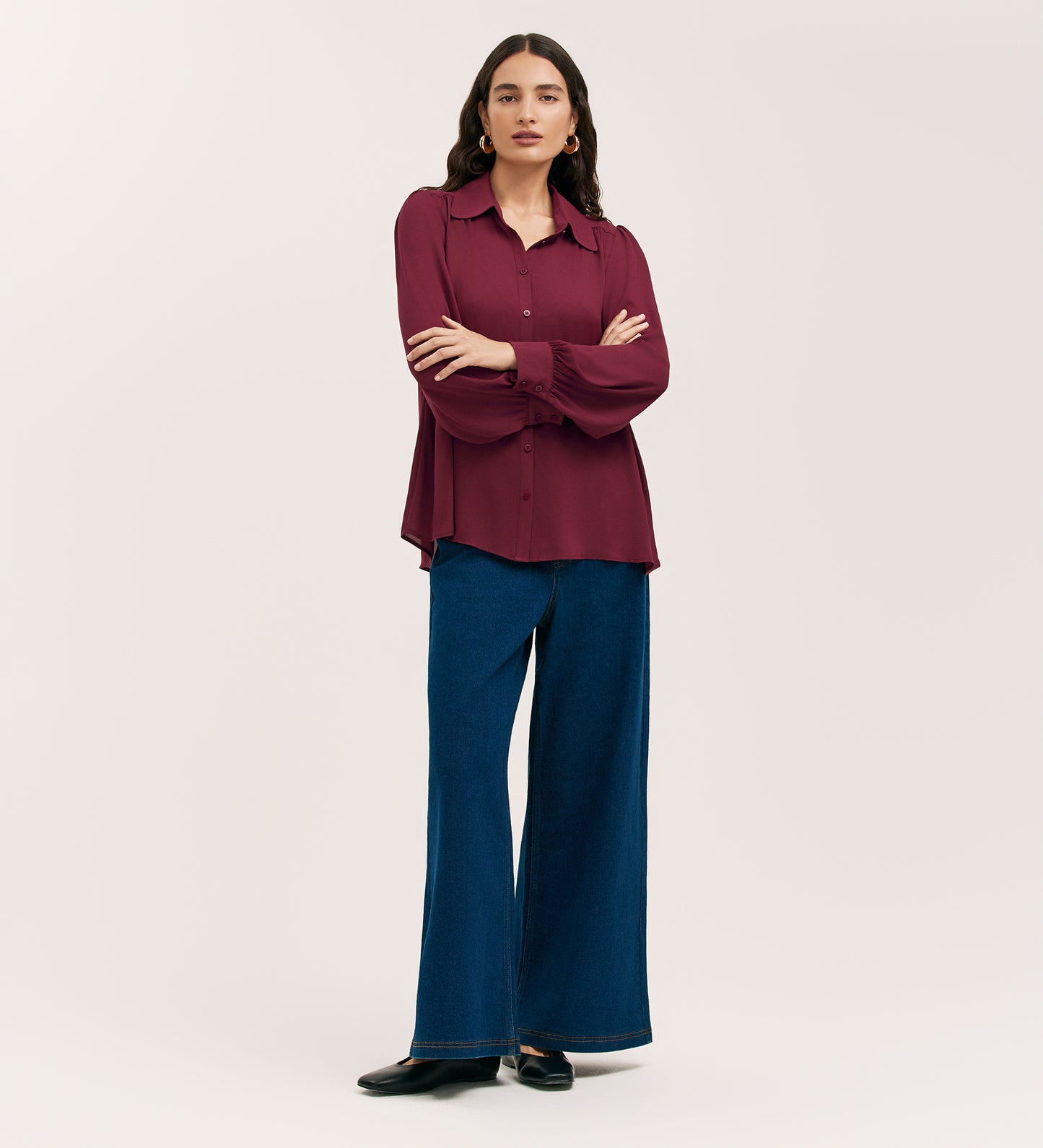 Melina Burgundy Crepe Blouse
