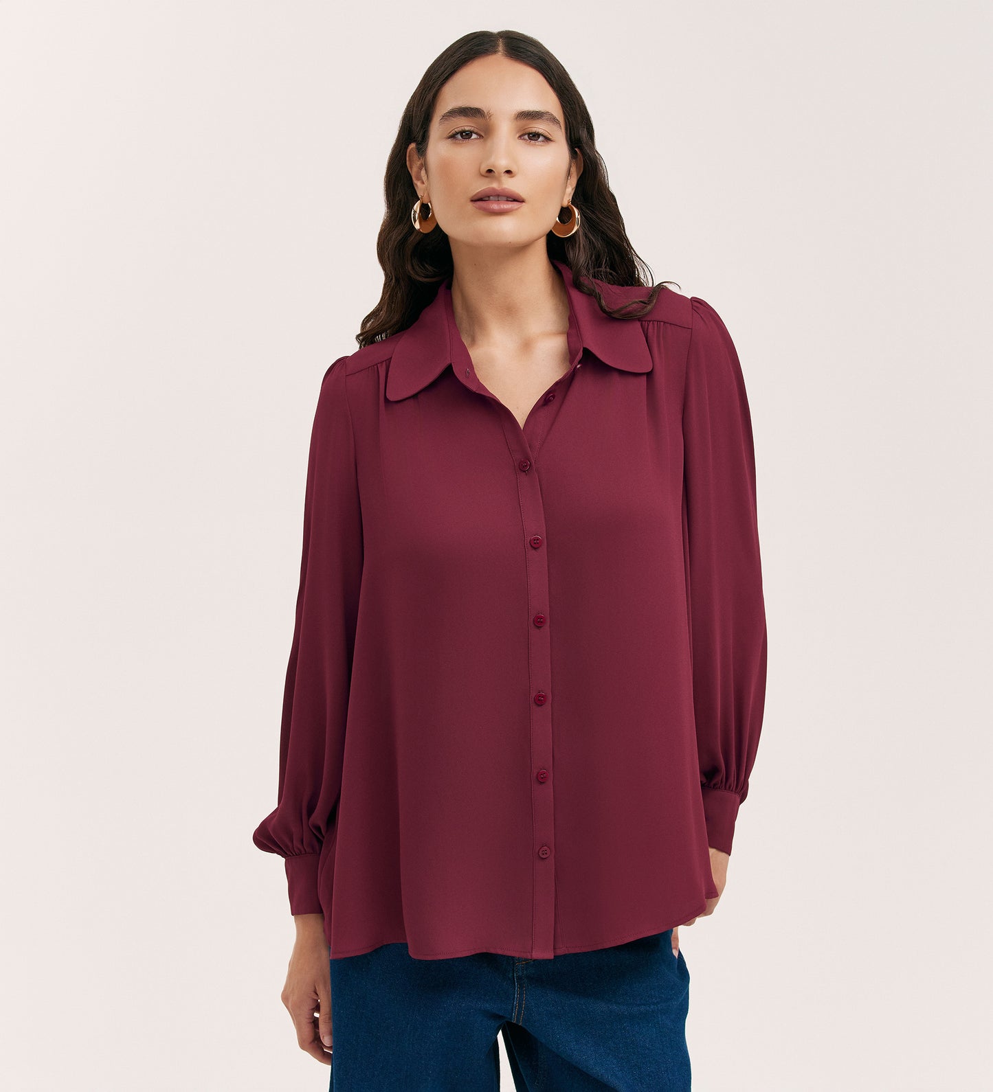 Melina Burgundy Crepe Blouse