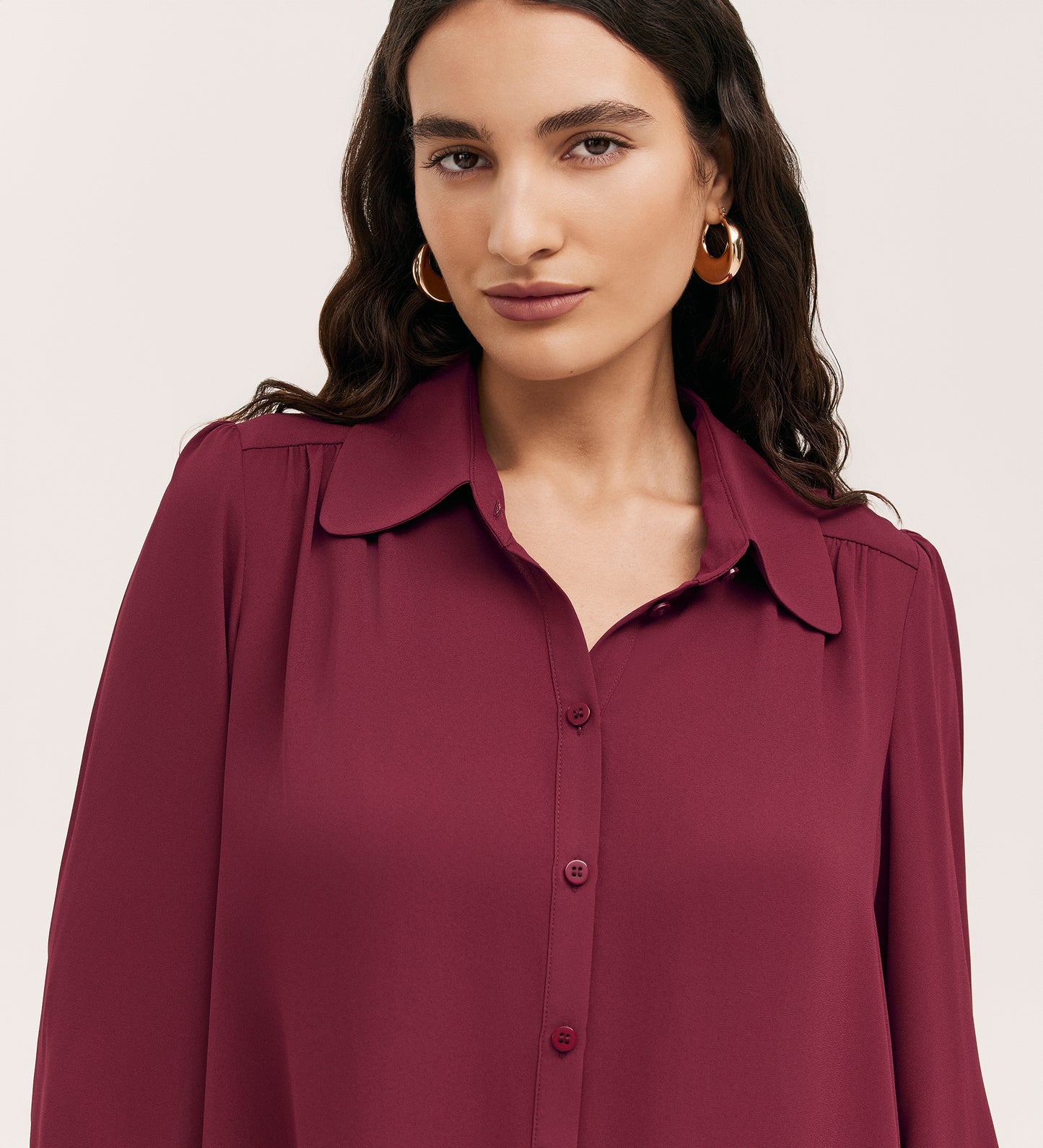 Melina Burgundy Crepe Blouse