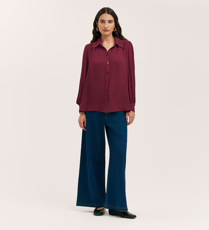 Melina Burgundy Crepe Blouse