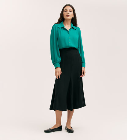 Melina Turquoise Crepe Blouse