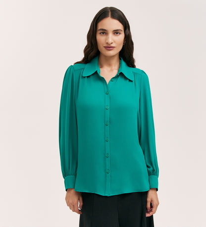 Melina Turquoise Crepe Blouse