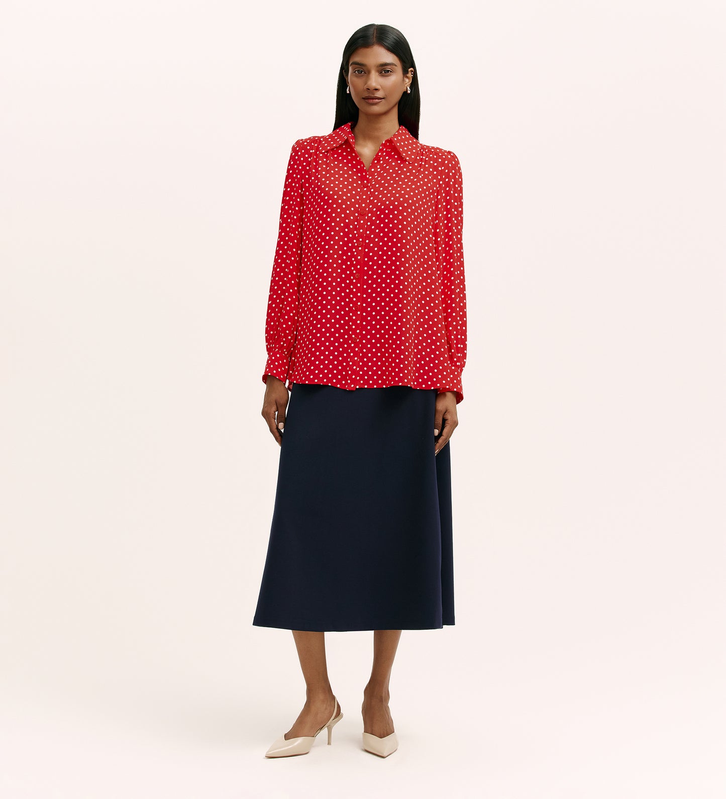 Melina Red Spot Crepe Blouse