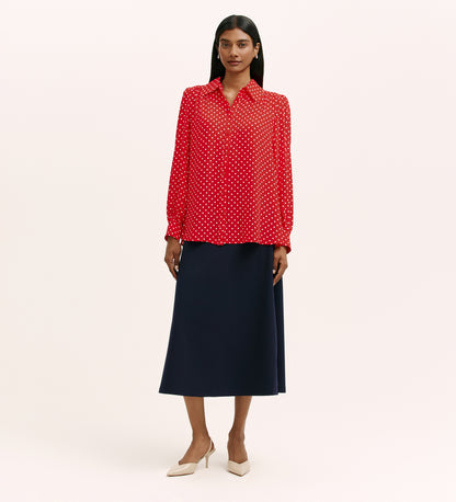 Melina Red Spot Crepe Blouse