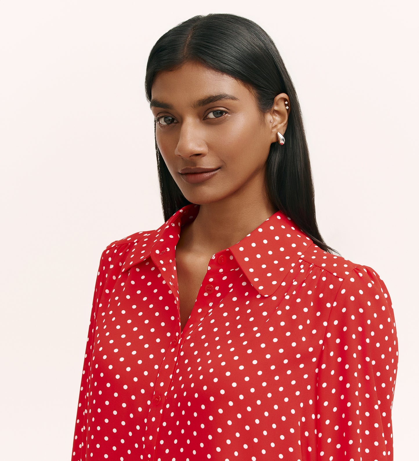 Melina Red Spot Crepe Blouse
